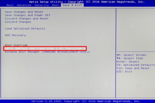 NECパーソナルコンピュータのノートパソコン「LAVIEシリーズ」の例。再セットアップメディアを挿入してパソコンを起動してBIOS画面を表示。「Save＆Exit」の「Boot Override」で「Windows Boot Manager」以外を選択し、再セットアップメディアから起動する
