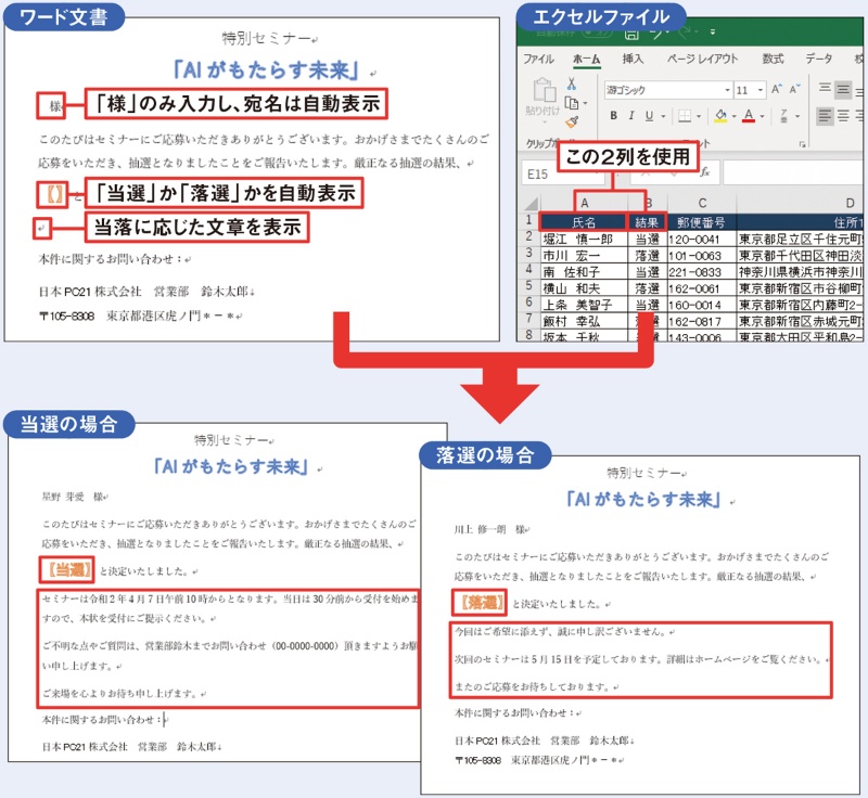 条件に応じて異なる文章を出し分け Wordの差し込み印刷を使い込む 日経クロステック Xtech