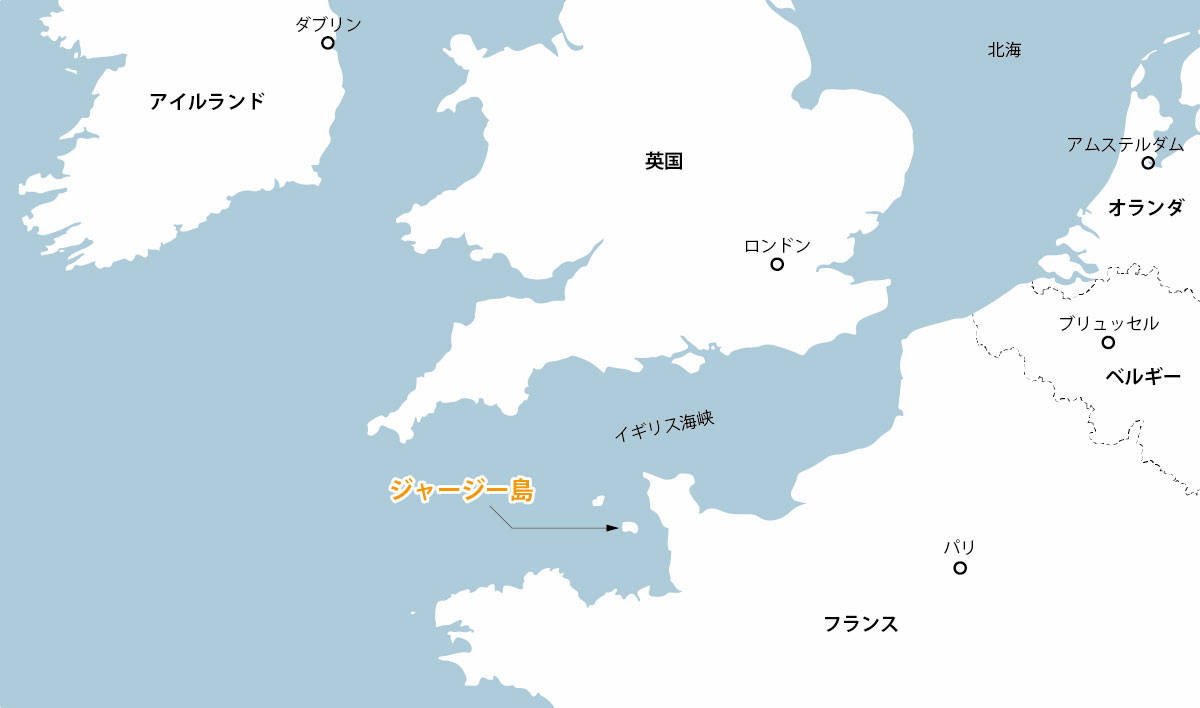 英王室属領のジャージー島は、フランス側からわずか20kmの沖合にある（資料：日経クロステック）