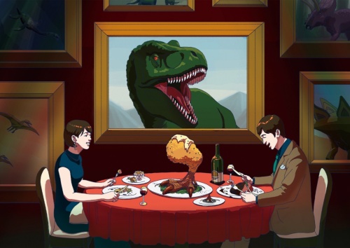 妄想イラスト：太古の味をよみがえらせる「絶滅生物レストラン」