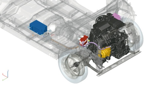 図1　日産自動車の軽ハイトワゴン「デイズ」MHEVモデルのハイブリッドシステム