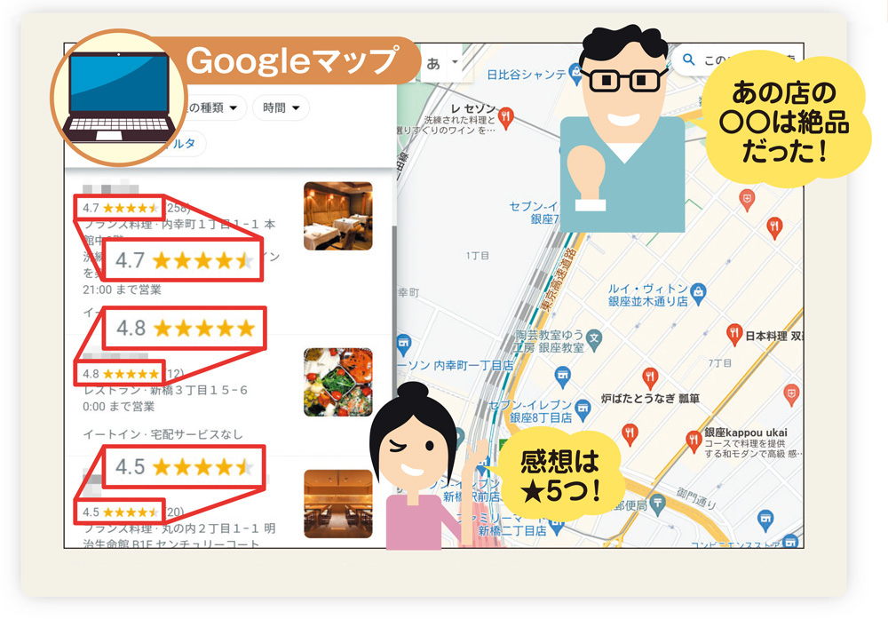 Googleマップでエリアを絞り高評価の飲食店を素早く探すには | 日経