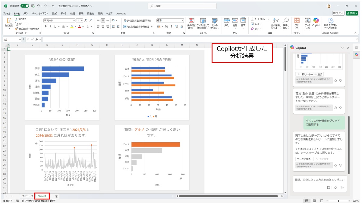 Copilot Excel データ分析