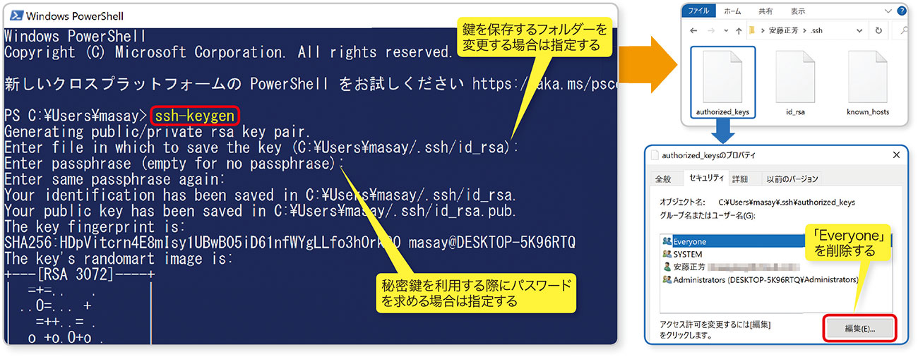 SSHをWindows 10で試す、1台のパソコンで「公開鍵認証」を体験（2