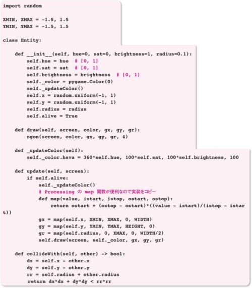リスト4●人工生命の「基盤」を定義するコード