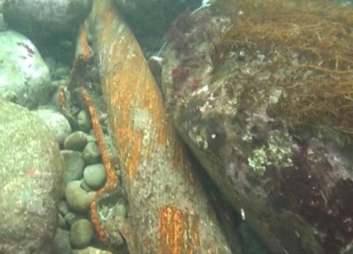 2009年の調査時における網代側の既設送水管の様子(写真:熱海市)