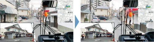 図3 バスの運転者からは見えない交差点で路地から接近してくる歩行者の存在を知らせる