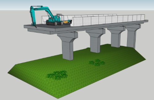 橋梁上部の構造部材へオンサイト・ショット・プリンターを採用しているイメージ（資料：日本建設機械施工協会施工技術総合研究所）
