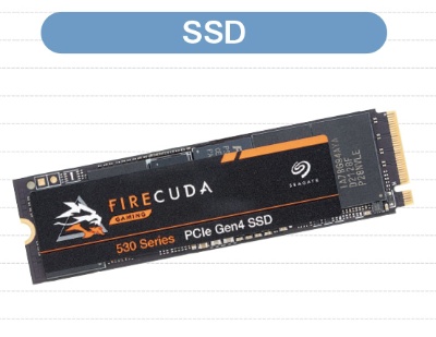 図5 SSDはPCIe 4.0対応のM.2 SSDの中でも抜群の性能と耐久性を誇るSeagateのFireCuda 530を選択。容量は余裕を持って1TBにした
