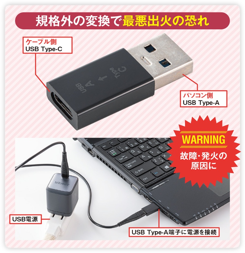 間違ってつないだら最悪発火する Usb変換アダプターの使用に要注意 日経クロステック Xtech 間違ってつないだら最悪発火する Usb変換アダプターの使用に要注意 日経クロステック Xtech