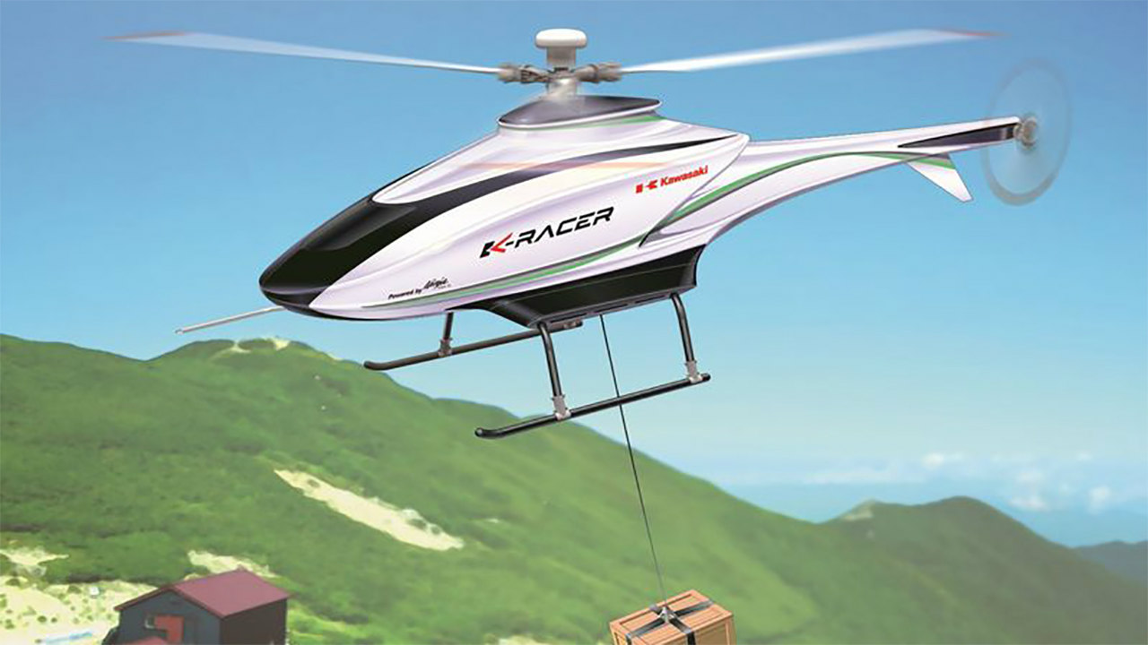 Ninja H2R」のエンジンで200kg搬送、川重が無人ヘリ初公開 | 日経