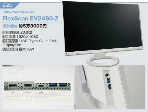 図3　背面の映像入力は、USB Type-C、HDMI、DisplayPortの3系統。背面と側面のUSB Type-A端子は、接続したパソコンで使えるハブになる