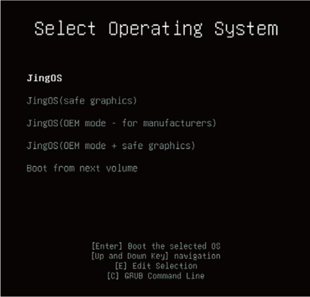 図5　インストールUSBメモリーから起動すると表示される「JingOS」のブート画面