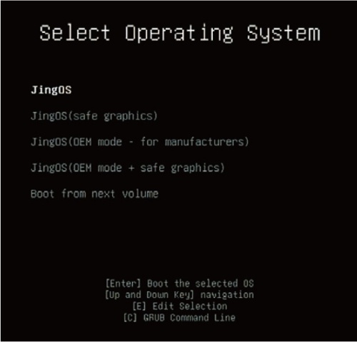図5 インストールUSBメモリーから起動すると表示される「JingOS」のブート画面