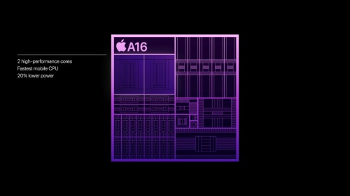 最新のプロセッサー「A16 Bionic」は「iPhone 14 Pro」「iPhone 14 Pro Max」にのみ搭載。「iPhone 14」「iPhone 14 Plus」は引き続き「A15 Bionic」が搭載される