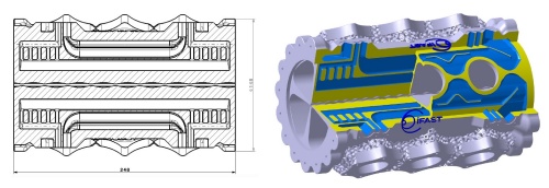 3Dプリンターで造形したRFQの設計図