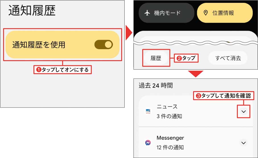 過去の通知を確認したい