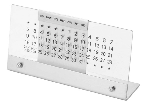 図1-9 卓上万年カレンダーの例(高桑金属のアクリル万年カレンダー 801923)