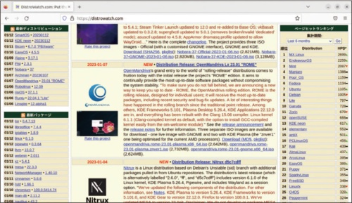 図1 ディストリビューションの最新情報が分かる「DistroWatch.com」