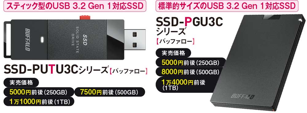 スティック型SSDがコンパクトで人気、性能重視なら1000MB／秒の高速