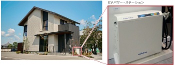 （a）京都府亀岡市に建設した「ニチコン明るい未来館」とV2H用の「EVパワー・ステーション」