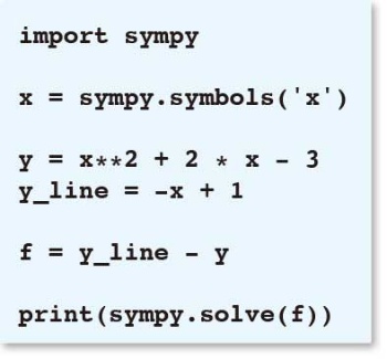 リスト11●2次方程式「-x + 1 = x² + 2x - 3」を解くプログラム