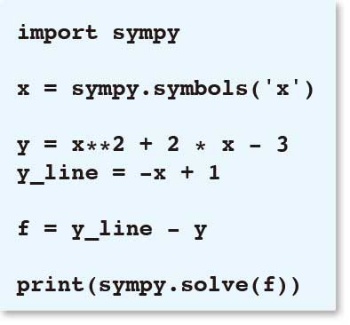 リスト11●2次方程式「－x + 1 = x² + 2x － 3」を解くプログラム