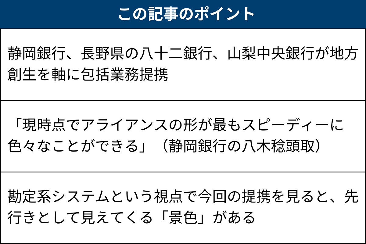 勘定系システムから見える「景色」、静岡・八十二・山梨中央の3行が