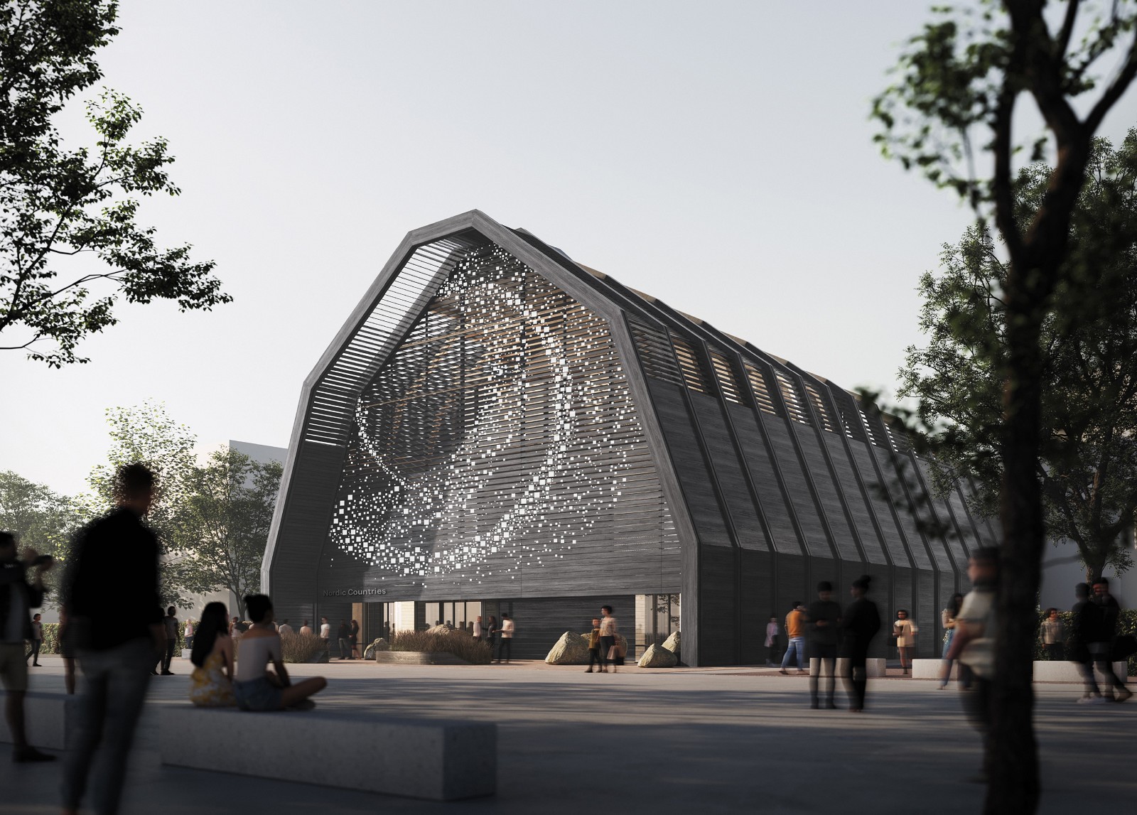 北欧館の外観イメージ。木材で建物全体を覆う（出所：The Nordic Pavilion）