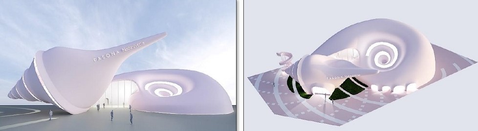 パソナの万博「アンモナイト館」、巻き貝や化石をスキャンしたらせん