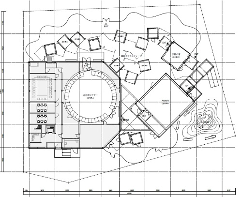 平面図。あちこちに展示スペースがある(出所:2024 Shoji Kawamori/Office Shogo Onodera, All rights reserved.)