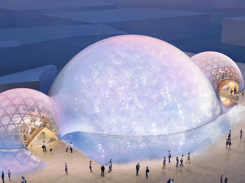 万博に世界初のCFRP構造ドーム建築、坂茂氏が設計した「BLUE