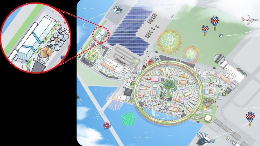 未来の都市パビリオンは万博会場の西端に位置する。西ゲートが近い（出所：EXPO2025、2025年日本国際博覧会協会）