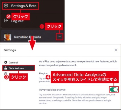 Advanced Data Analysisを有効にする