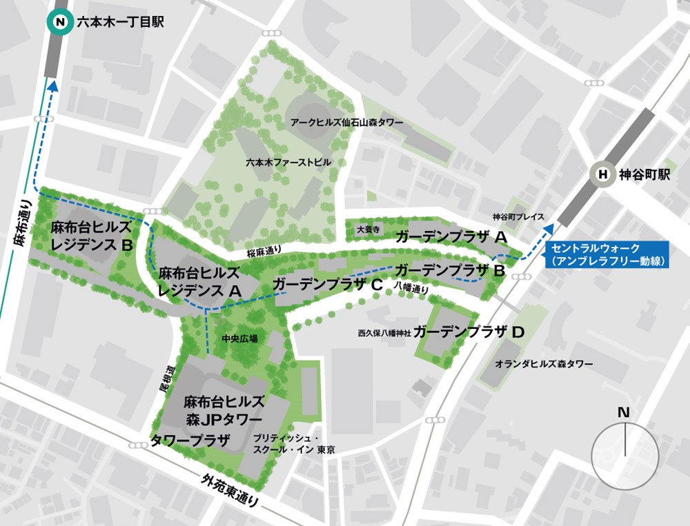 麻布台ヒルズの全体配置（出所：森ビル）