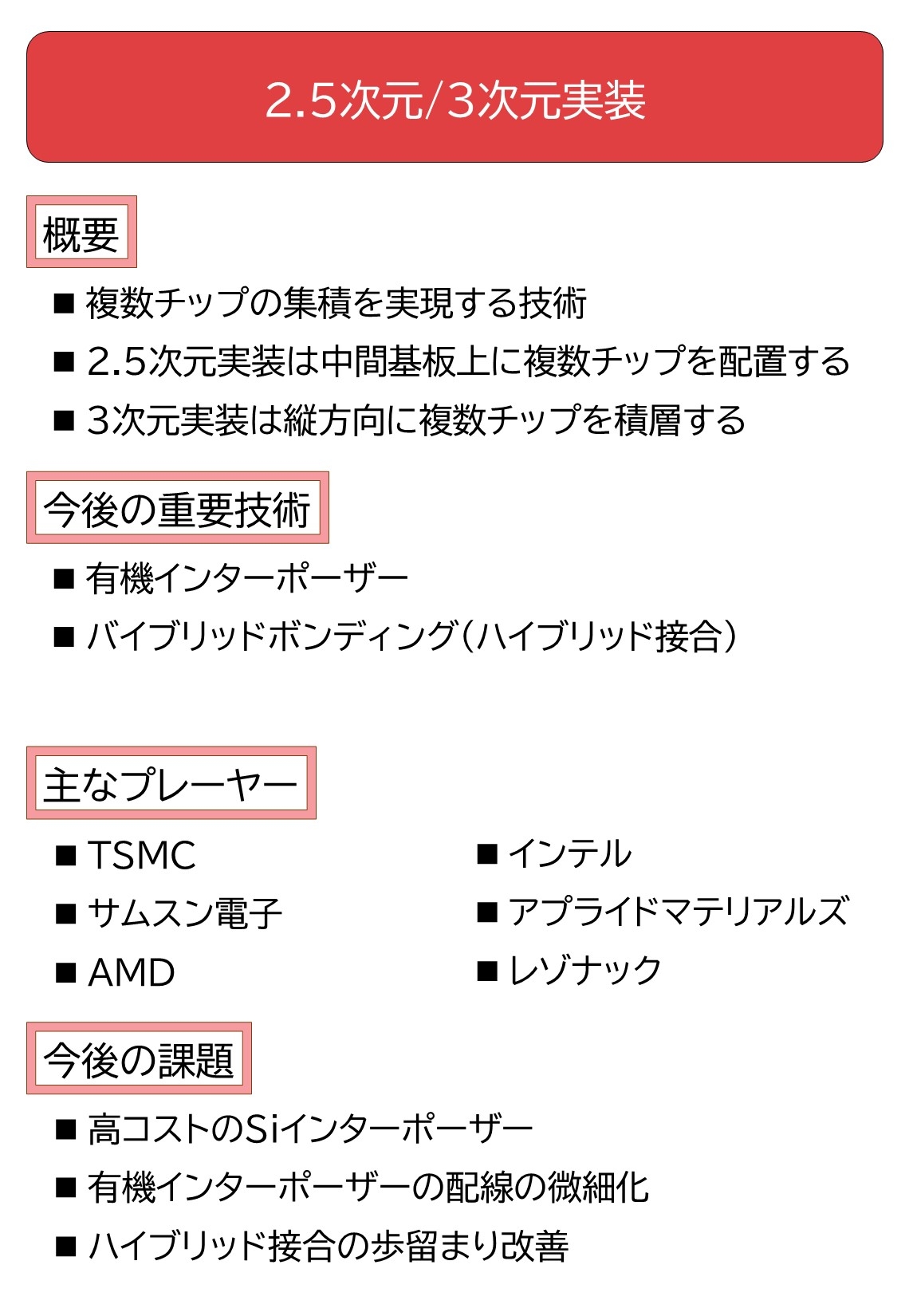 チップレット集積の実現へ「2.5次元/3次元実装」、半導体の競争領域に