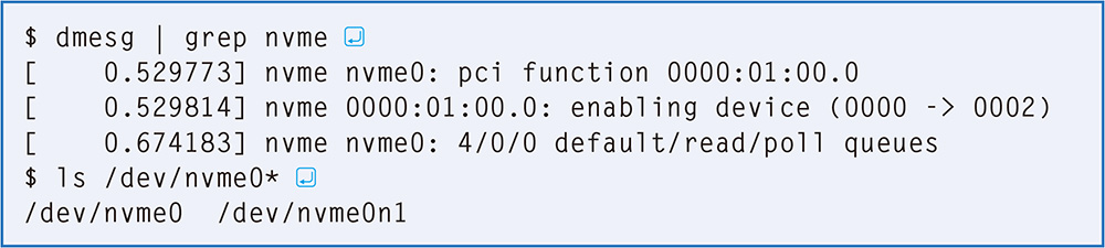 図11　NVMe SSDが認識されているか調べる
