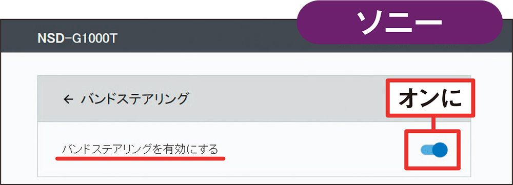 図16 バンドステアリングを有効にするには、Wi-Fiルーターの管理画面で機能をオンにする必要がある