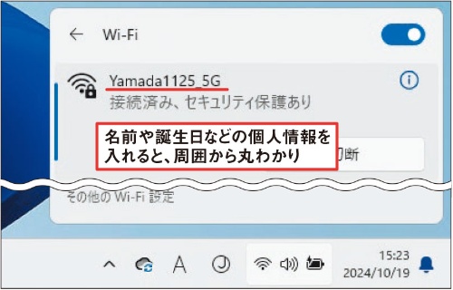 SSIDに個人情報を入れるのは禁物