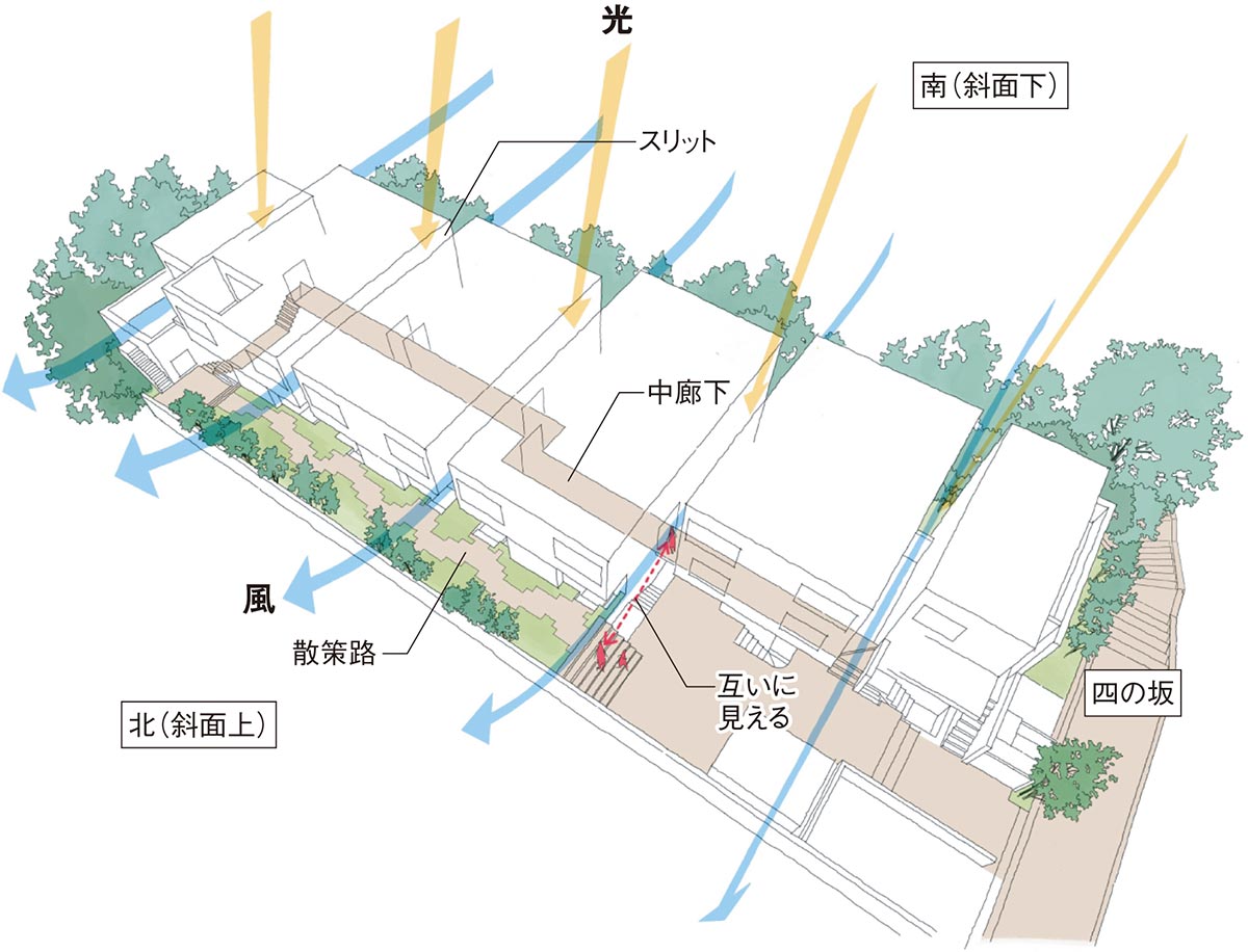 文化人が愛した坂の街の風が抜けるコーポラティブハウス、6社の