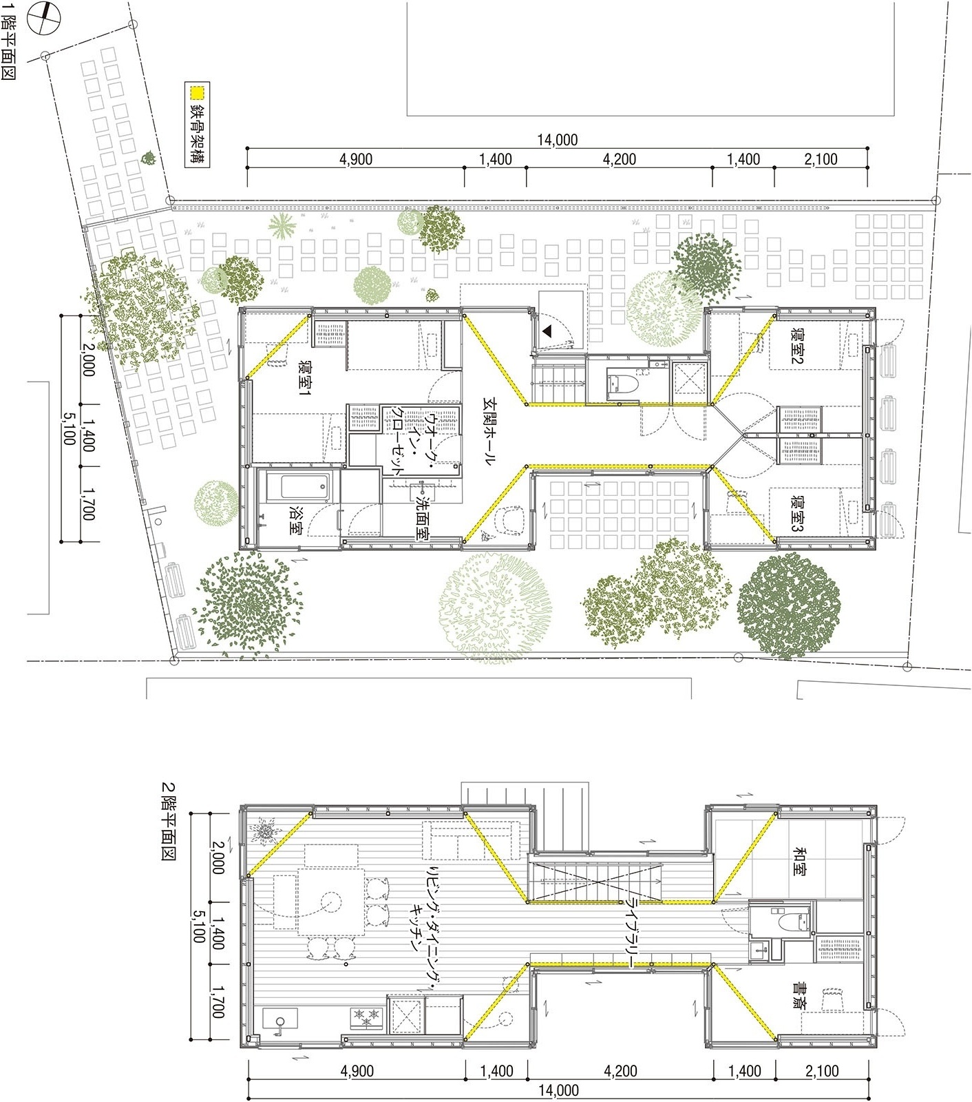 家の角部は天井までガラスサッシ、旗ざお地で開放的に暮らす風が抜ける