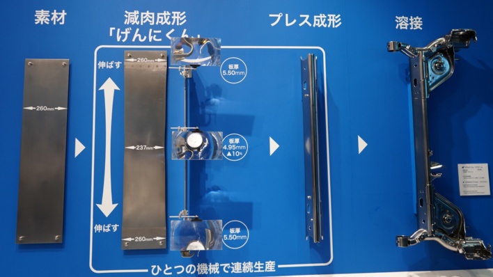 ヨロズ、鋼板を引き伸ばし1割軽量化 テーラードブランク対抗のプレス成型