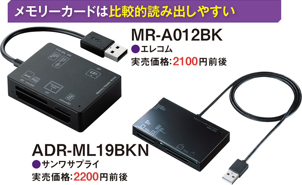 廃れた記録メディアは読み出し困難に、ドライブやカードリーダーの接続