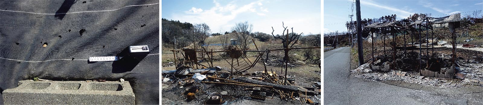 〔写真2〕飛び火に対して脆弱な簡易構造物