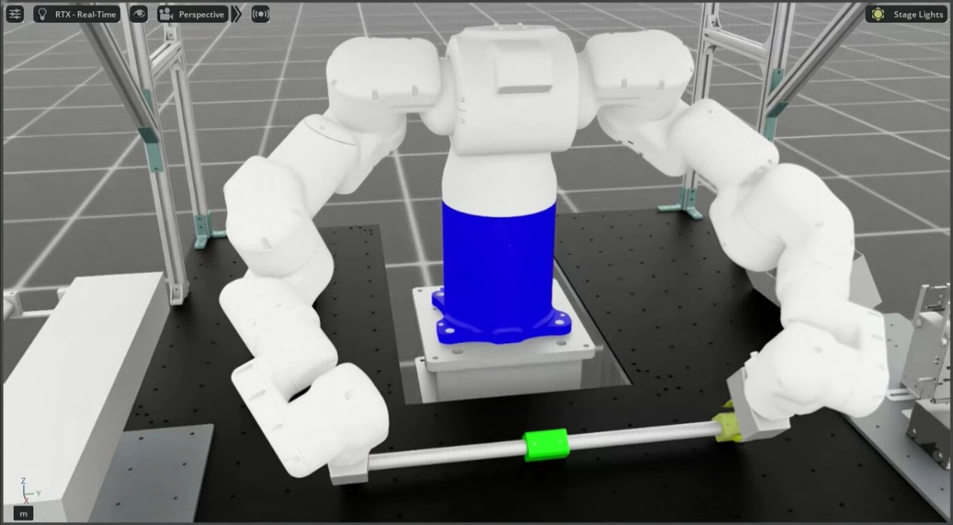 Isaac SimのライブラリーにMOTOMAN NEXTは対応しているため、シミュレーション上での学習もできる(出所:安川電機)