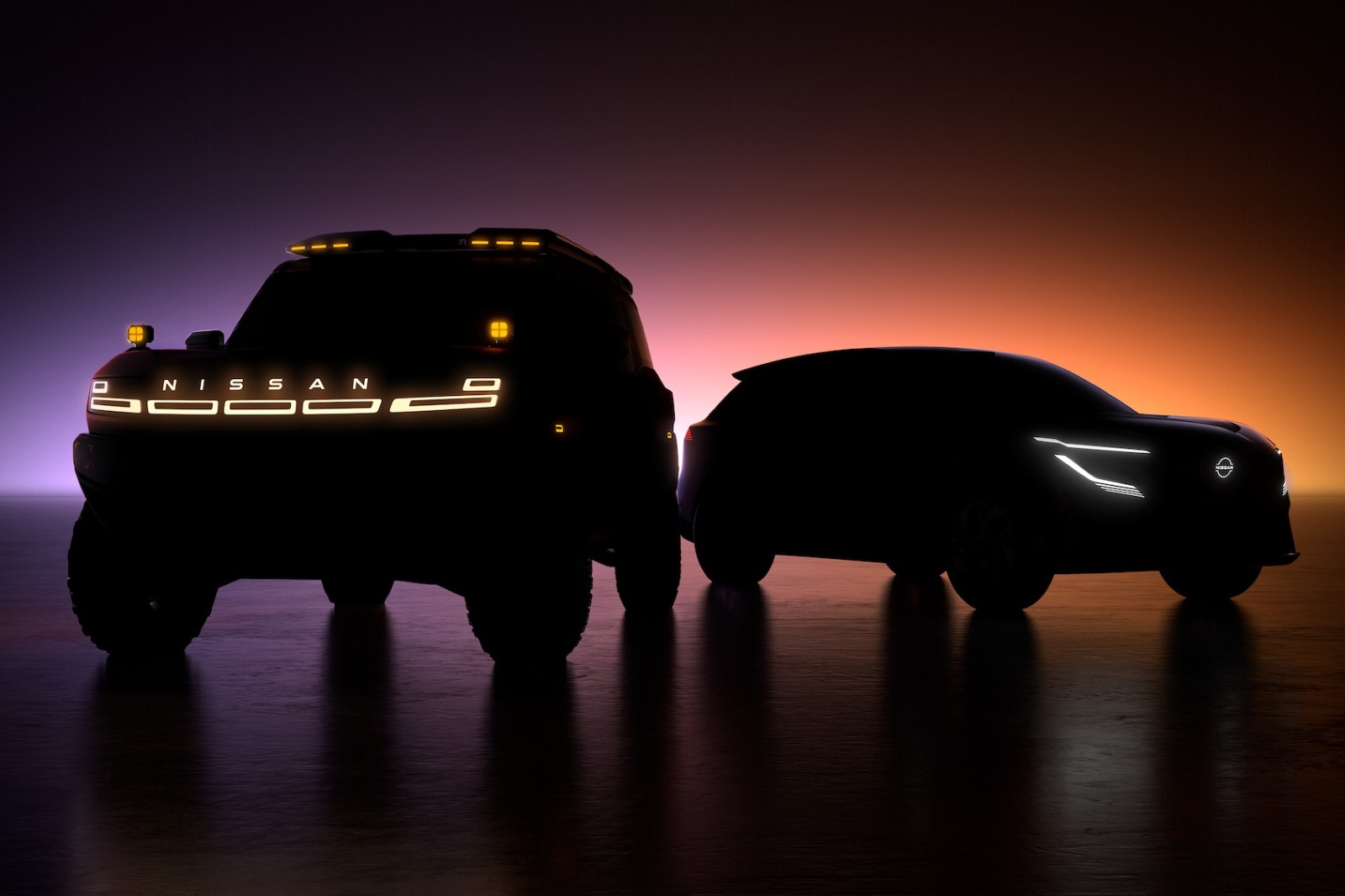 日産が北京ショーで発表するコンセプト車。1車種はオフロードSUVで、もう1車種はハッチバックに近いSUVとみられる（出所：日産）