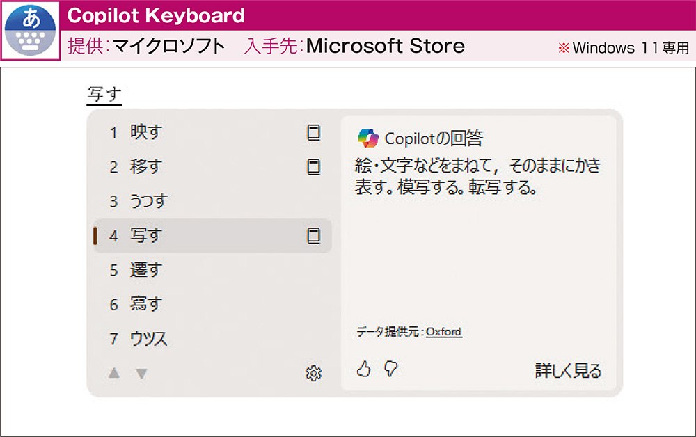 日本語入力ソフトの新顔「Copilot Keyboard」、変換候補をAIが説明