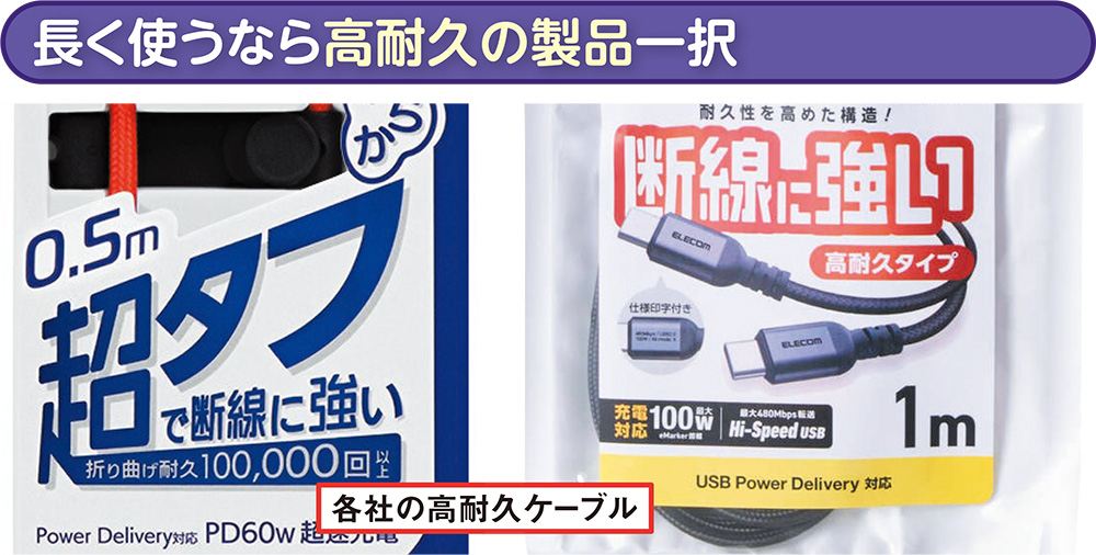 無駄に長いUSBケーブルは避けよう、充電専用か通信も必要かで