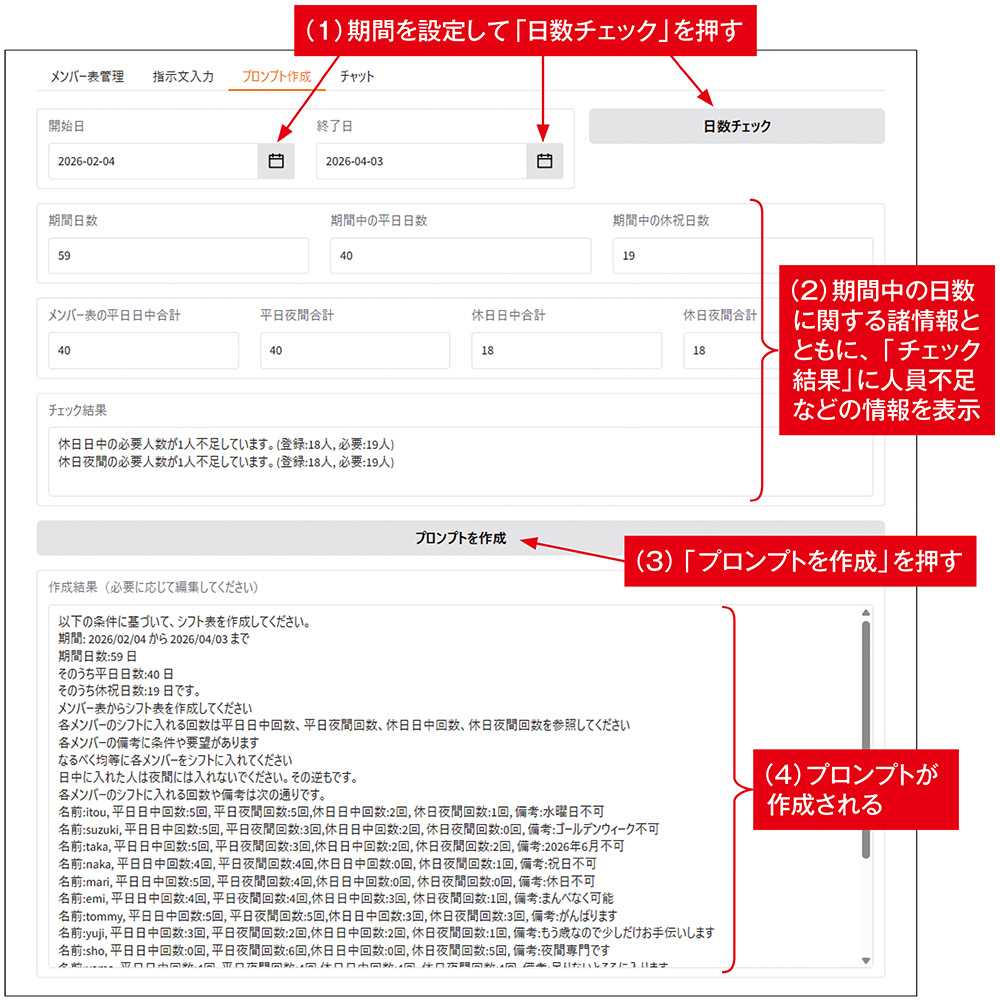 OpenAIのAPIを活用、シフト表作成アプリの全体像を把握する（2ページ目