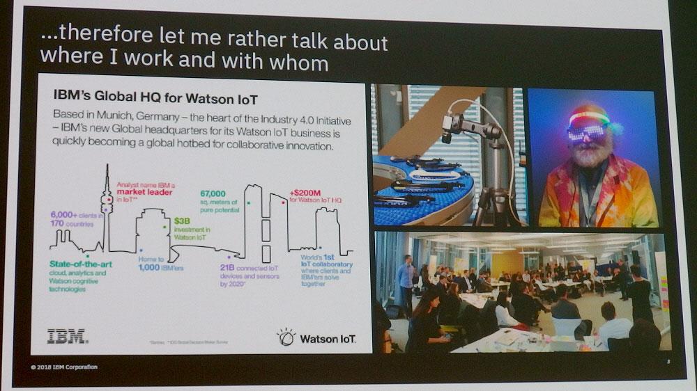 自己紹介を兼ねて「Watson IoT」を紹介。IBMのスライド